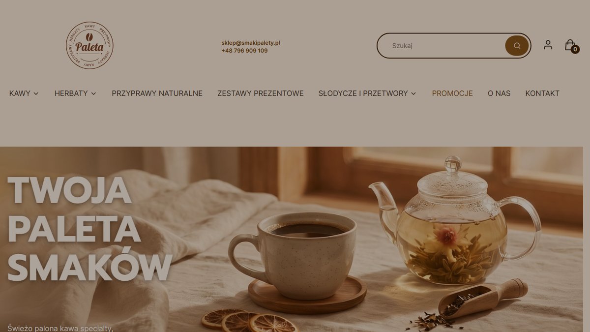 smakipalety.pl — sklep specialty (kawy, herbaty, przyprawy) na Shoperze